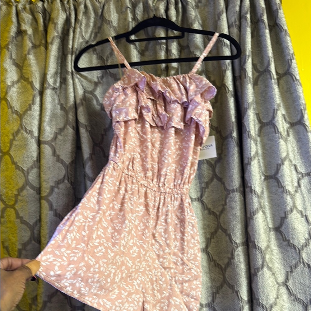 Pink Floral Ruffle Romper